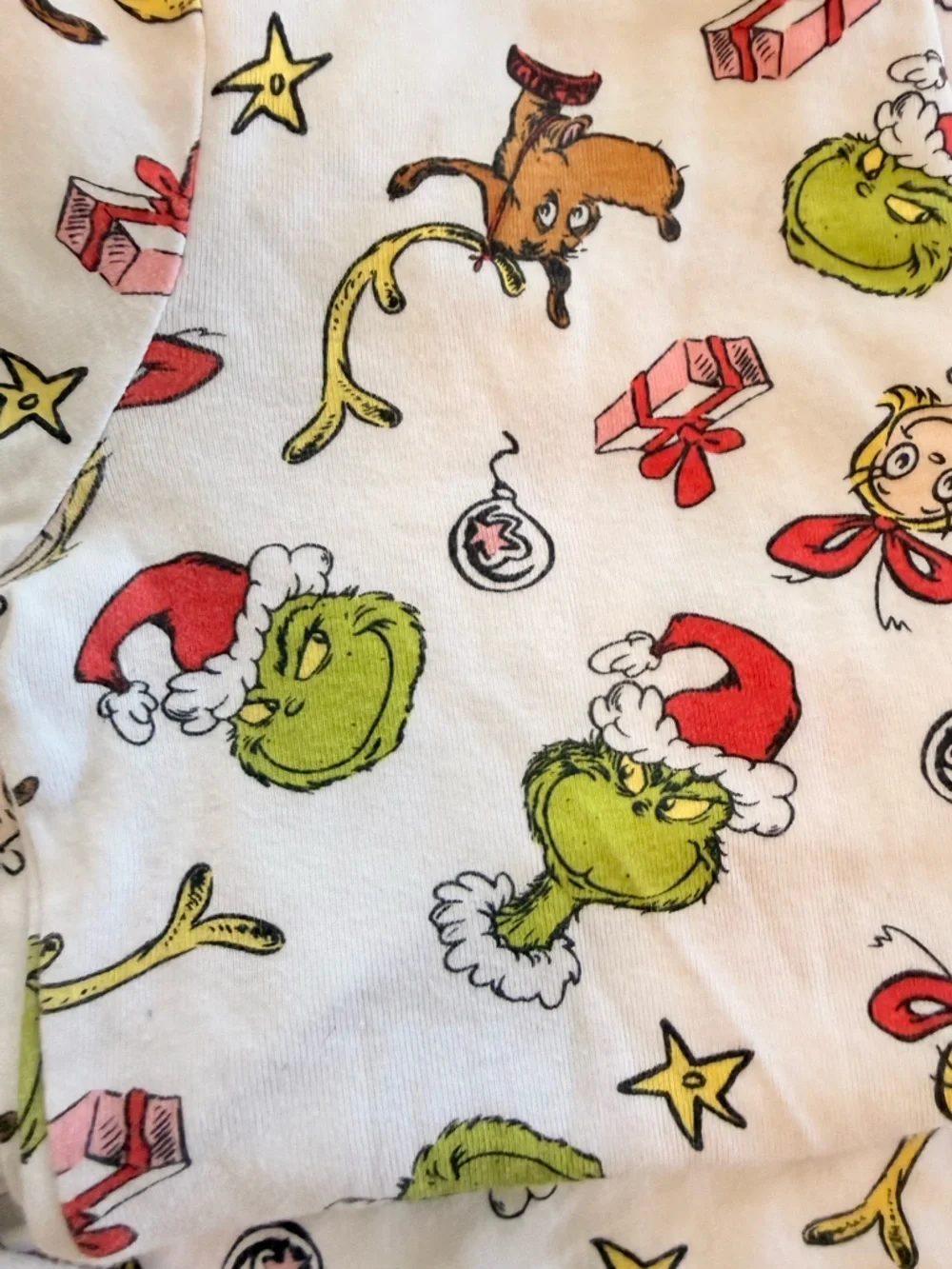 Carter's White Holiday Pajama Set with Grinch Print and Red Accents